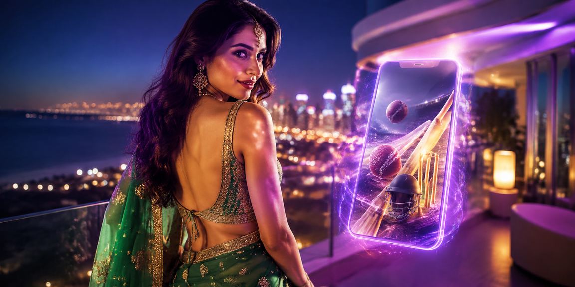 Indian woman placing sports bets on mobile device